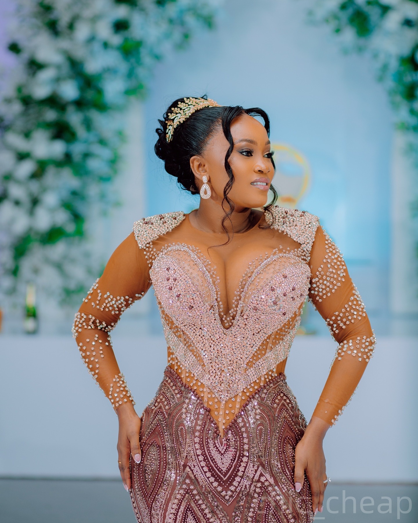 Chocolate Mermaid Prom Dresses 2025 Beaded Crystals Full Sleeves Evening Formal Party Second Birthday Engagement Gowns Plus Size Dress For Special Occ