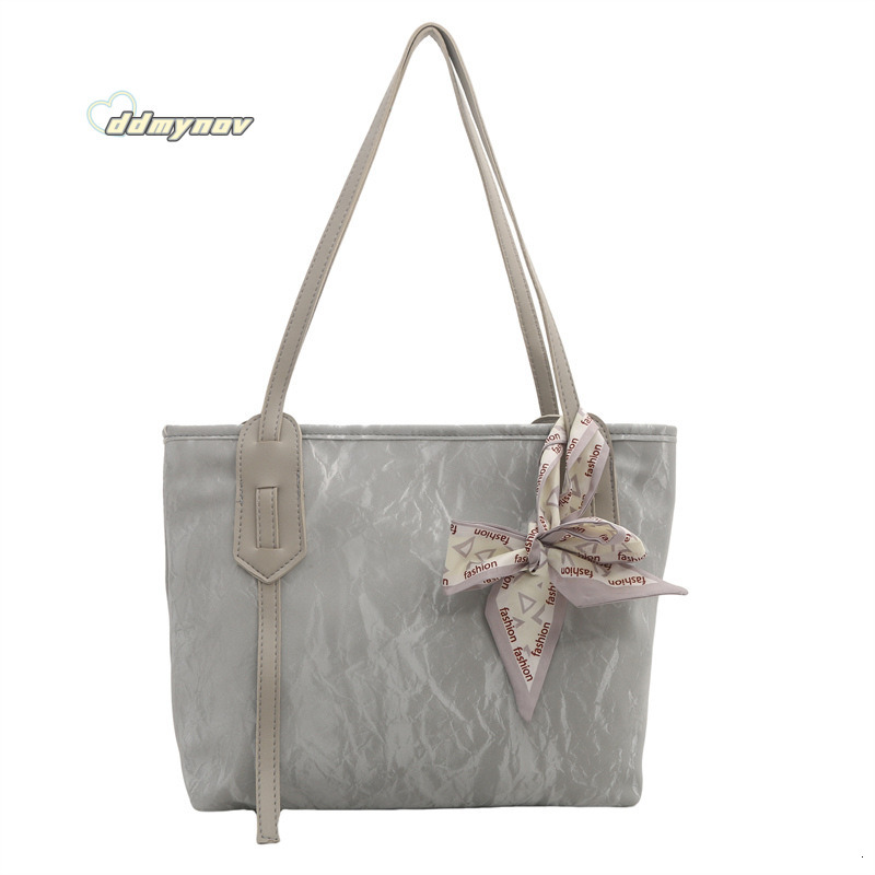 Tote Korean Style Solid Color Simple Textured Handbag Large Capacity Versatile Class Commuting Bag for Women ddmynov