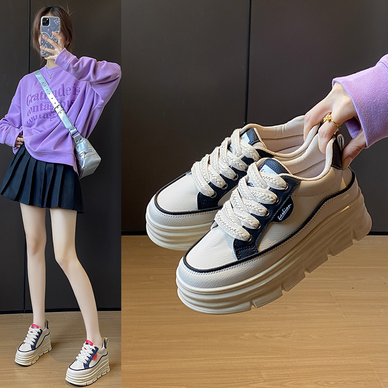 Ddmysports Thick Soled White Sneakers For Women Spring New Ins Style Female Students Casual Sports Versatile Board Shoes Street Shooting Cy Outdoor Sh