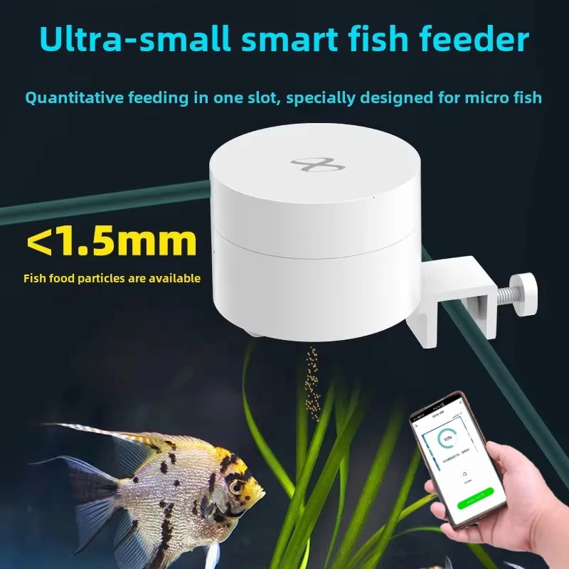 Intelligent Timed Fish Feeder for Small Fish - No Clogging Perfect for Desktop Fish Tanks 250613