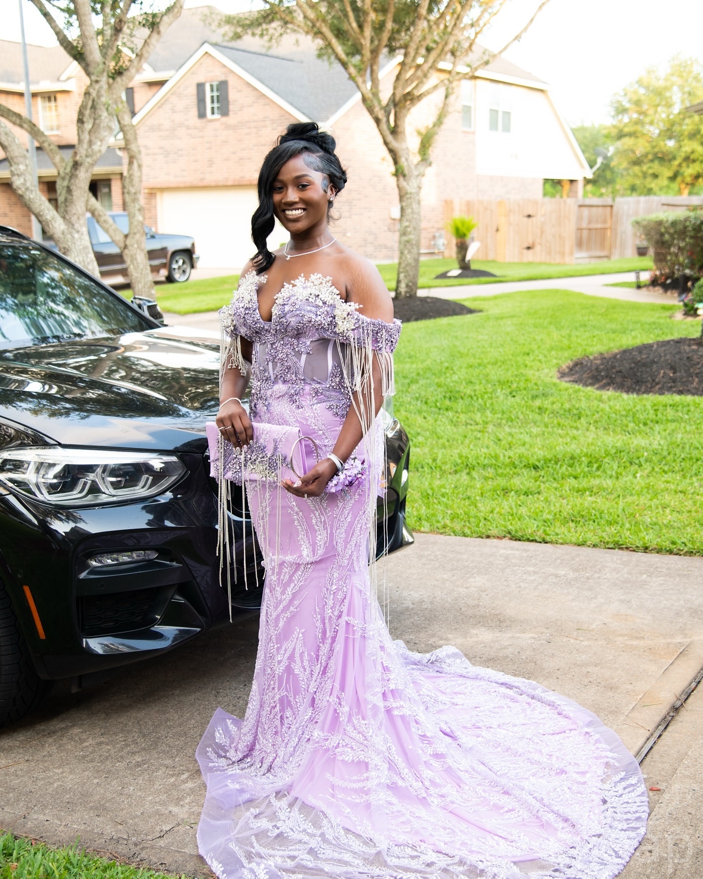 Lilac Mermaid Prom Dresses 2025 Lace Crystals Beadings Luxurious Evening Formal Party Second Birthday Engagement Gowns Plus Size Dress For Special Occ