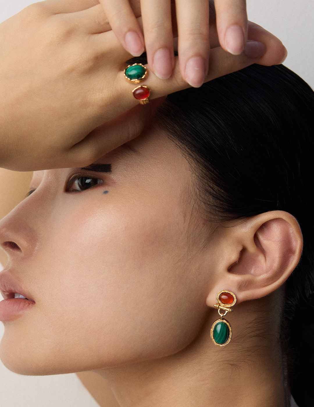 VOBIPY Vintage Malachite Onyx Earring S925 Silvers Gold Plated Earring for Women Girl Party Birthday Gift Fashion Jewelry Christmas Day