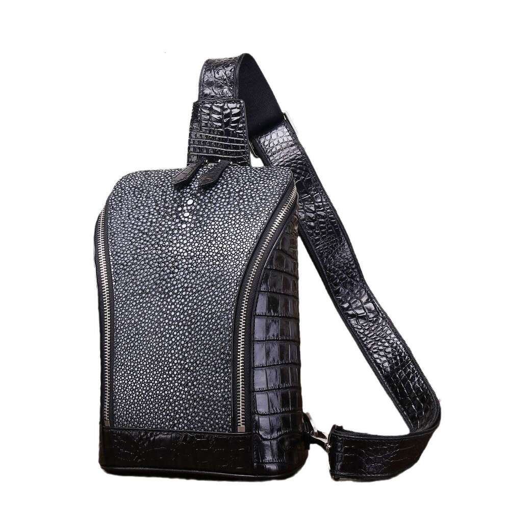 Pattern Fish Smooth Pearl Men's Chest Crossbody Front Bag Classic Outdoor Large Capacity Backpack