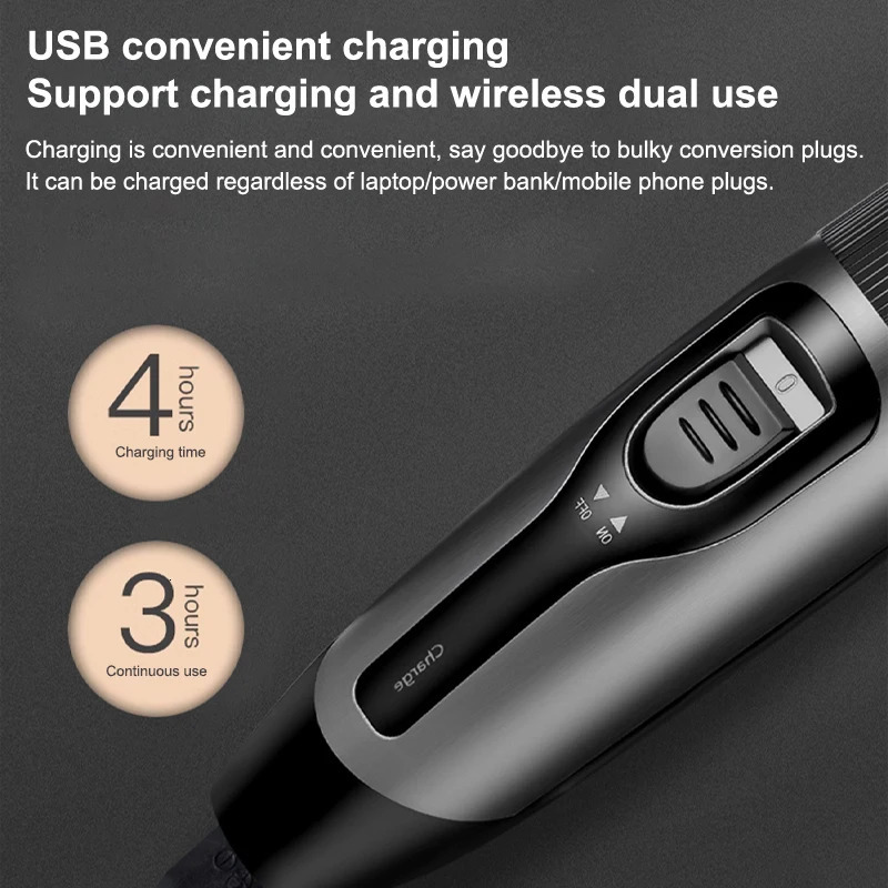 Electric Hair Clipper Mens Professional Hair Clipper Ceramic Blade Household Low Noise Trimmer USB Charging Mens Haircut Tools 250612