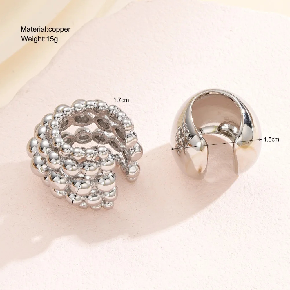 2pcs Set Personality n C-shape Multilayer Beaded Clip Earrings for Women Charm Piercing Hip Hop Rock Ear Cuff Jewelry 250610