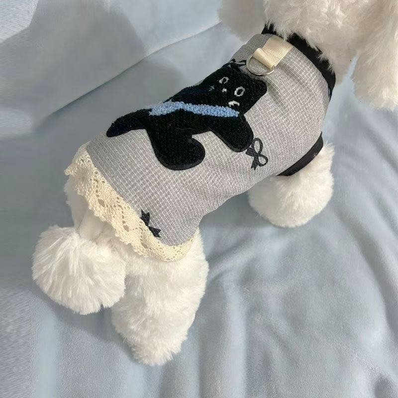 T463Dog clothes new waffle spring and summer cute vest with traction buckle Teddy Bichon small dog clothing