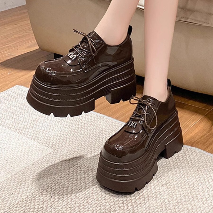 Ddmysports Platform Loafers For Women Spring New French Single Petite Versatile Height Increasing British Style Small Leather Shoes Outdoor Shoes