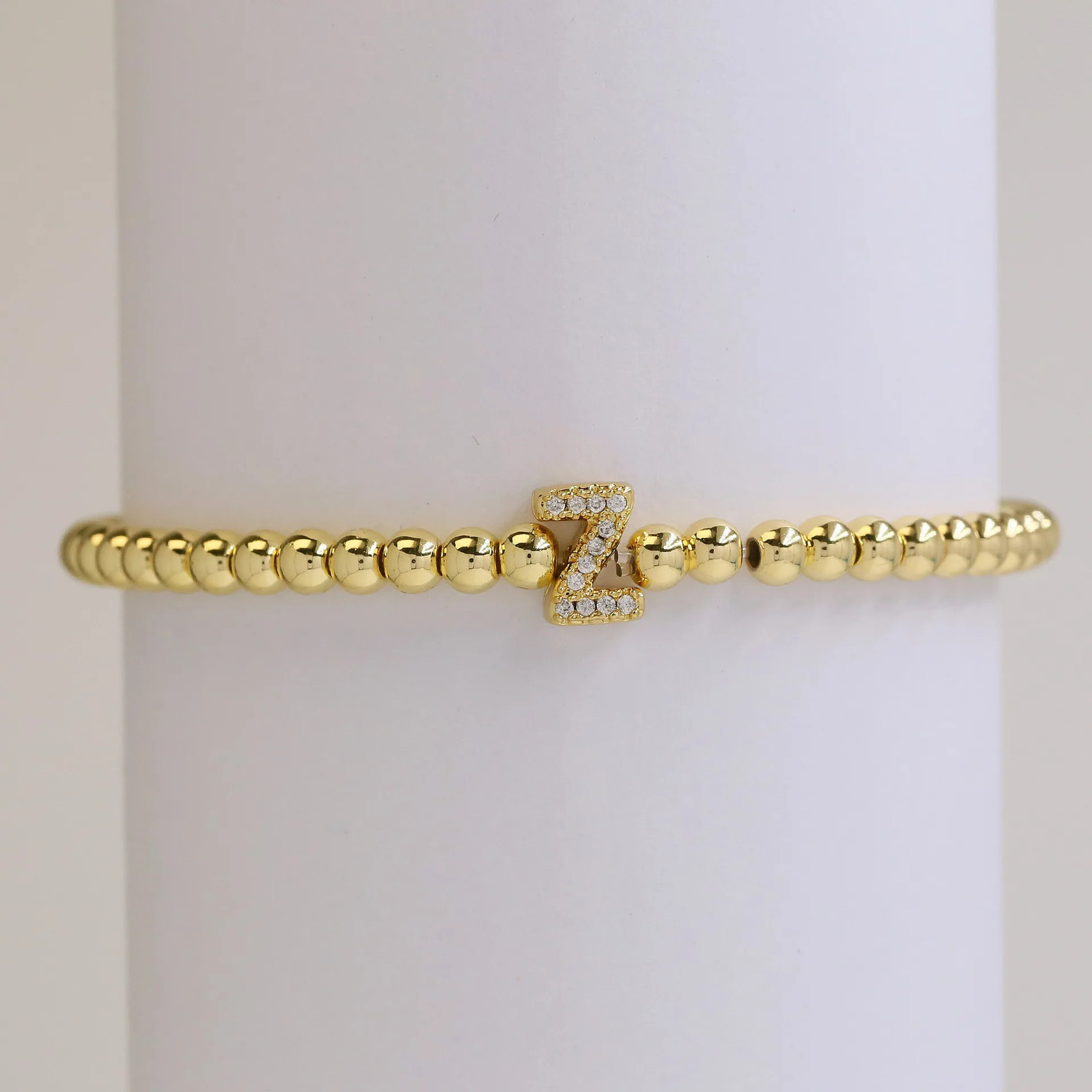 Dainty Gold Plated Zircon Balloon A-Z Letters Beaded Bracelets Bubbles Initial Charms Bracelet Stretch Women Men Jewelry 250610