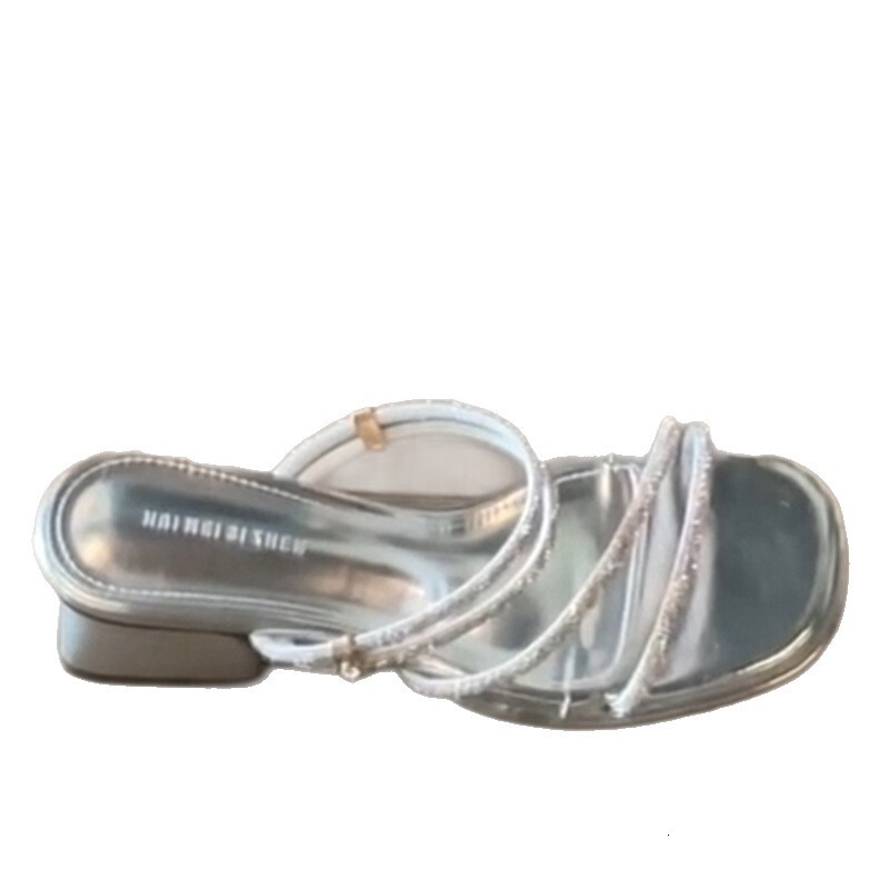 Ddmyoutdoor Rhinestone Thin Strap Two Way Fairy Style Stunning Dress Sandals For Women Summer New Thick Mid Heel High Heels Outdoor Shoes