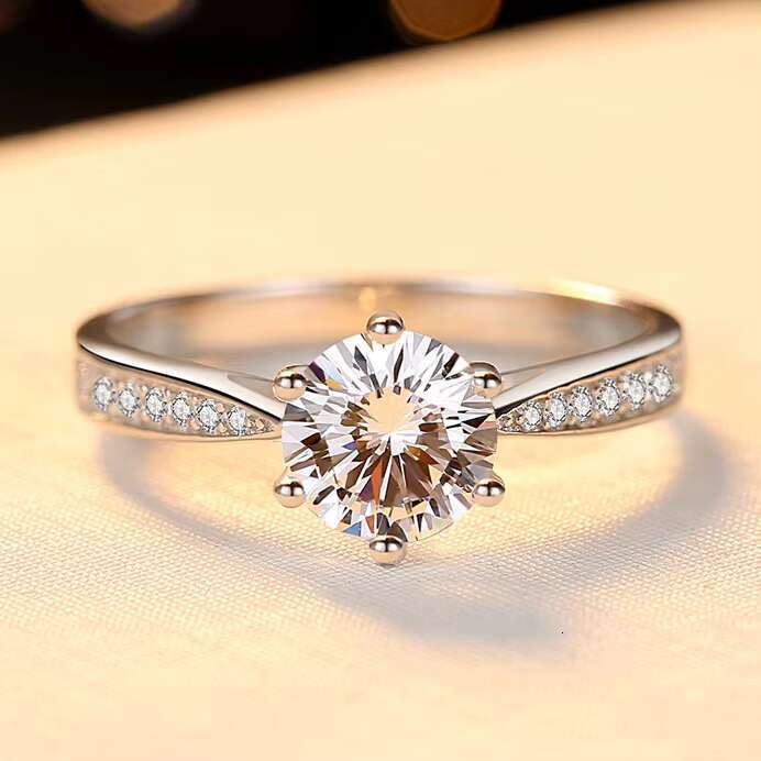 China Wholesale Couple Rings Rhodium Plated Moissanite Diamond Rings for Women 925 Sterling Silver