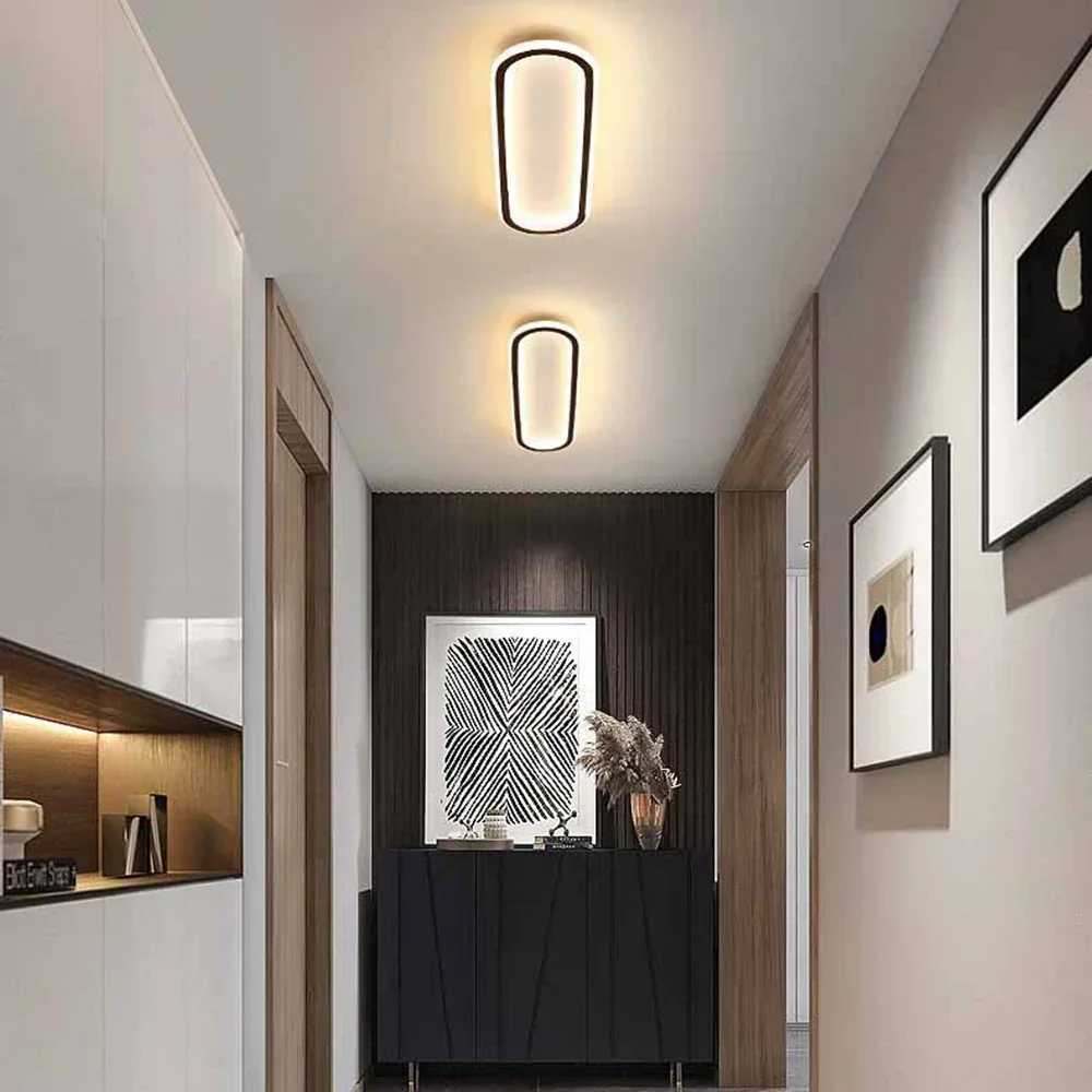 LED Modern Ceiling Light Oval Black Corridor 40/60/80CM Lamp For Bedroom Gallery Porch Living Room Hotel Indoor Lighting Fixture XJ2500613