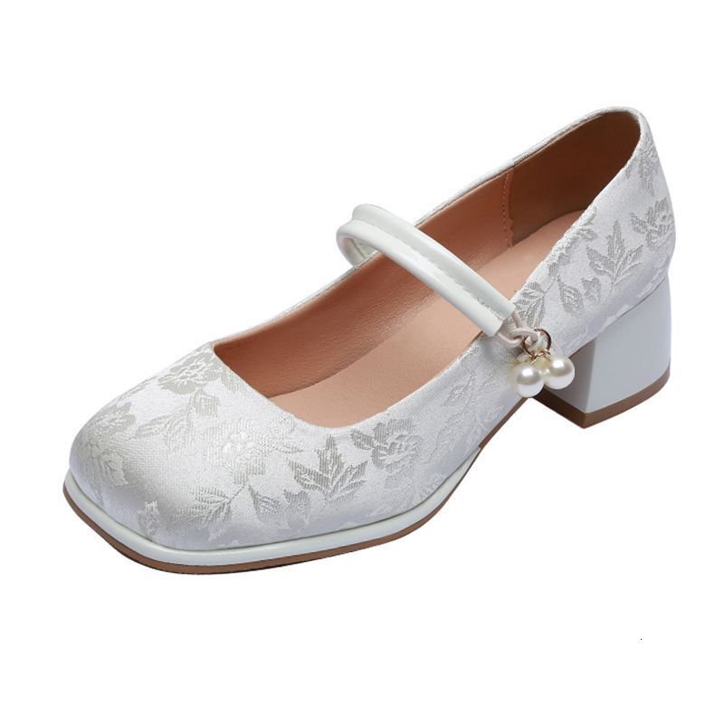 Ddmyoutdoor Ddmyoutdoor High Heel Single Women Medium Thick Suitable For Cheongsam And Mamian Skirts Summer Style New Chinese National Shoes Outdoor O