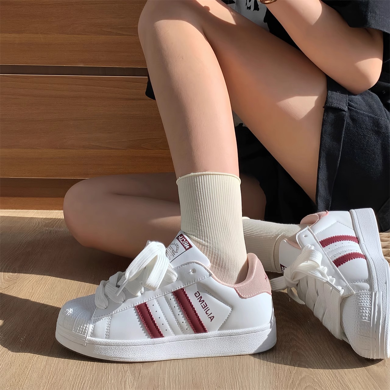 Ddmysports Korean Style Shell Toe White Sneakers Ins Trend New Versatile Breathable Student Casual Sports Shoes Outdoor Shoes