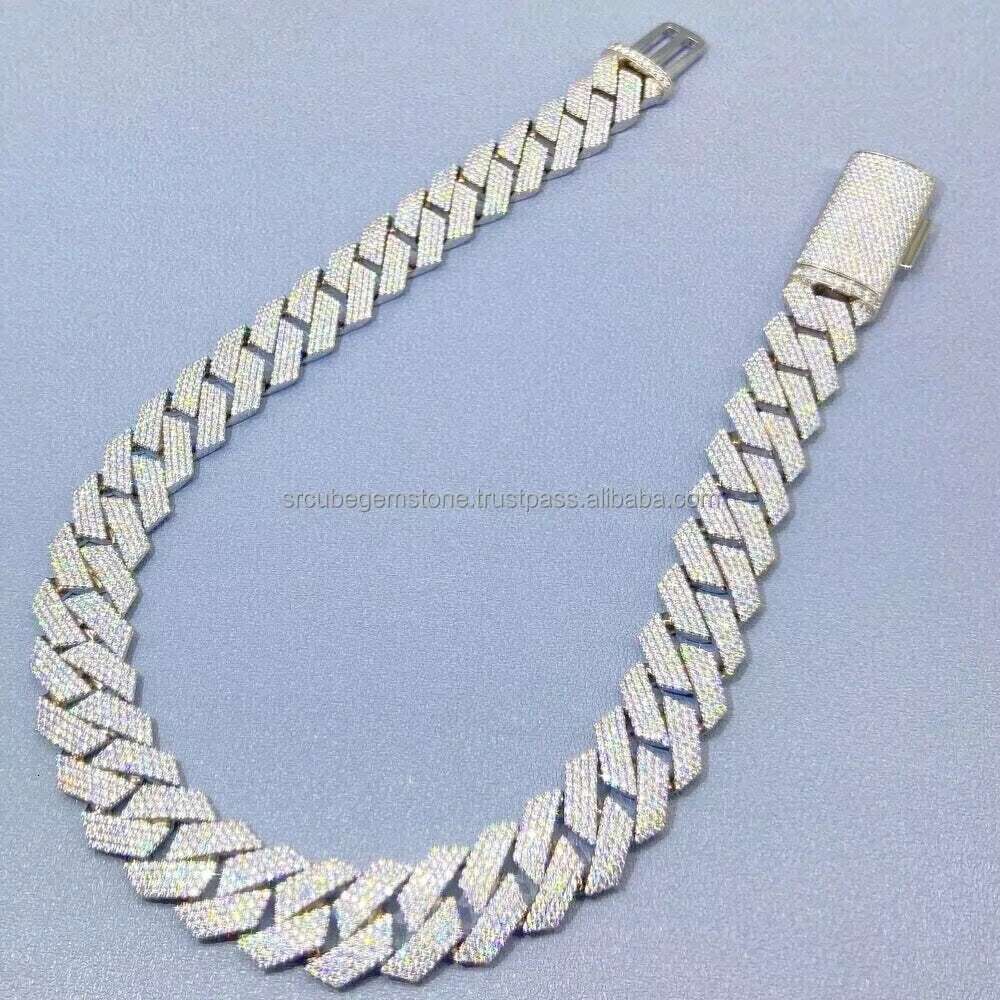 Big Hip Hop Cuban Chain Vvs Moissanite Cuban Link Good Price Iced Out Miami Cuban Link Chain Solid Silver 925