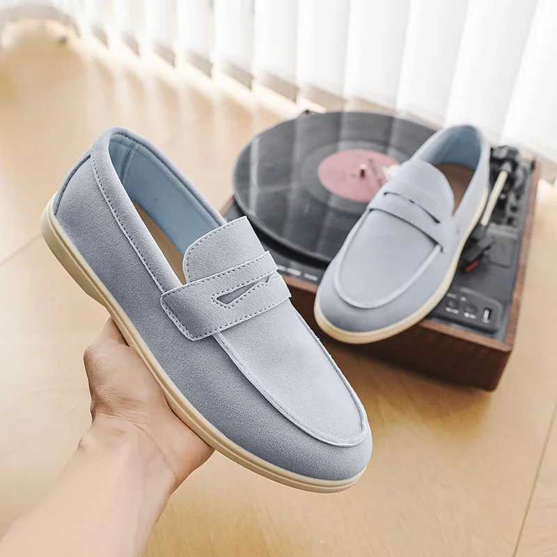 Summer Blue Mens Loafers Comfortable Suede Leather Casual Shoes Men Lightweight Slip Shoes Man Zapatos De Hombre XJ250614