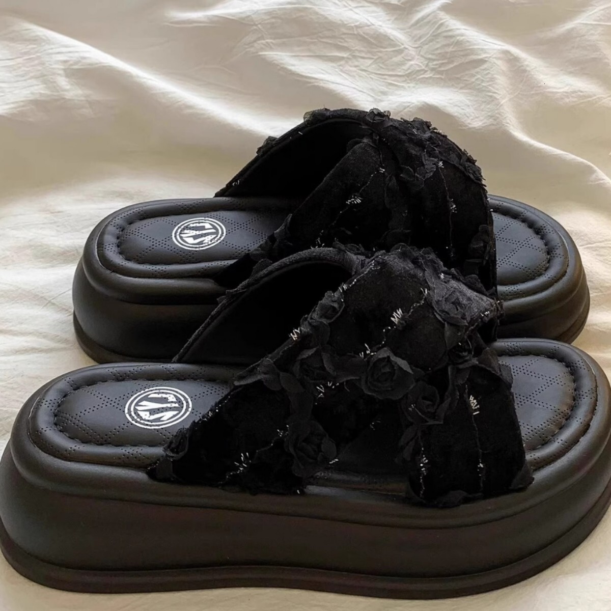 Ddmysports Height Increasing Thick Sole Summer New Fairy Style One Word Drag Non Slip Soft Bottom Beach Slippers Outdoor Shoes