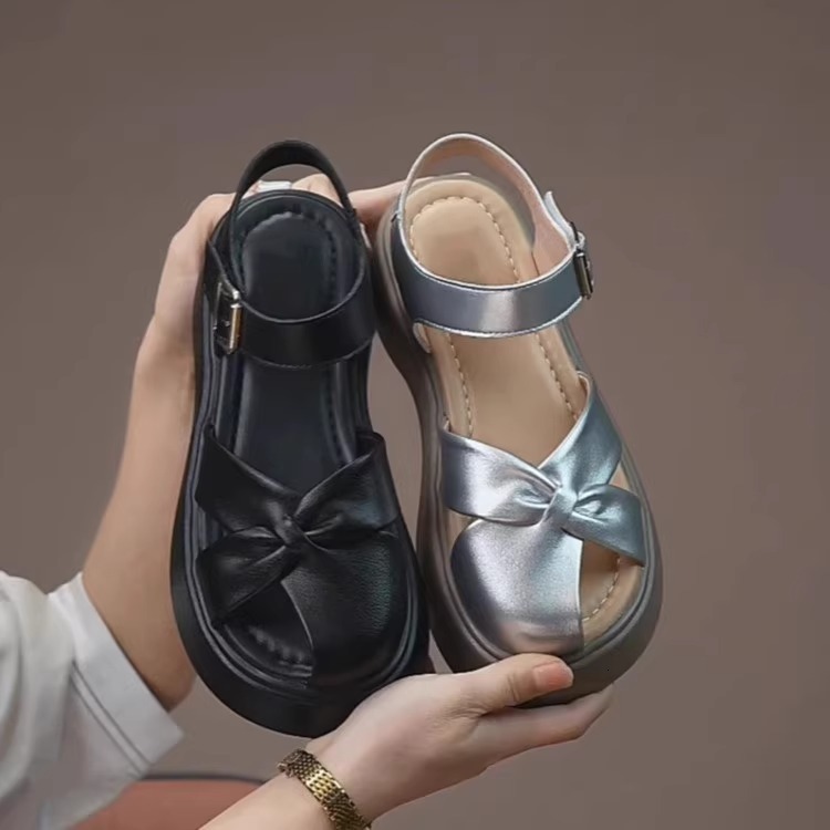 Ddmysports Summer Thick Soled Roman French Style Stunning Closed Toe Sandals For Women Fashionable Outdoor Wear With Skirts New Beach Shoes Outdoor Sh