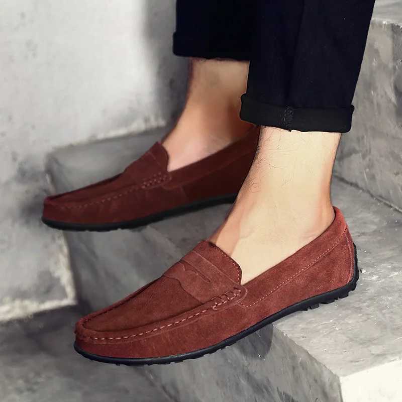 Men Casual Shoes Fi Suede Leather Men Loafers High Quality Slip Mens Flats Lightweight Driving Shoes 38-47 XJ250614