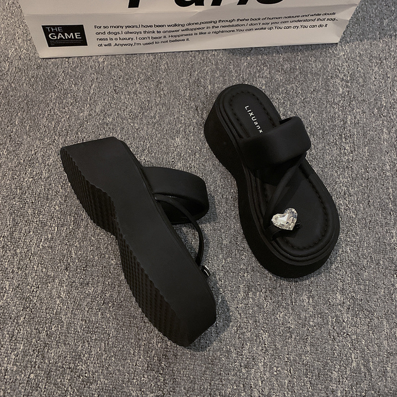 Ddmysports Women S Summer New Thick Soled Height Increasing Toe Post For Outdoor Wear Fashionable Beach Slip On Sandals To Match Dresses Outdoor Shoes