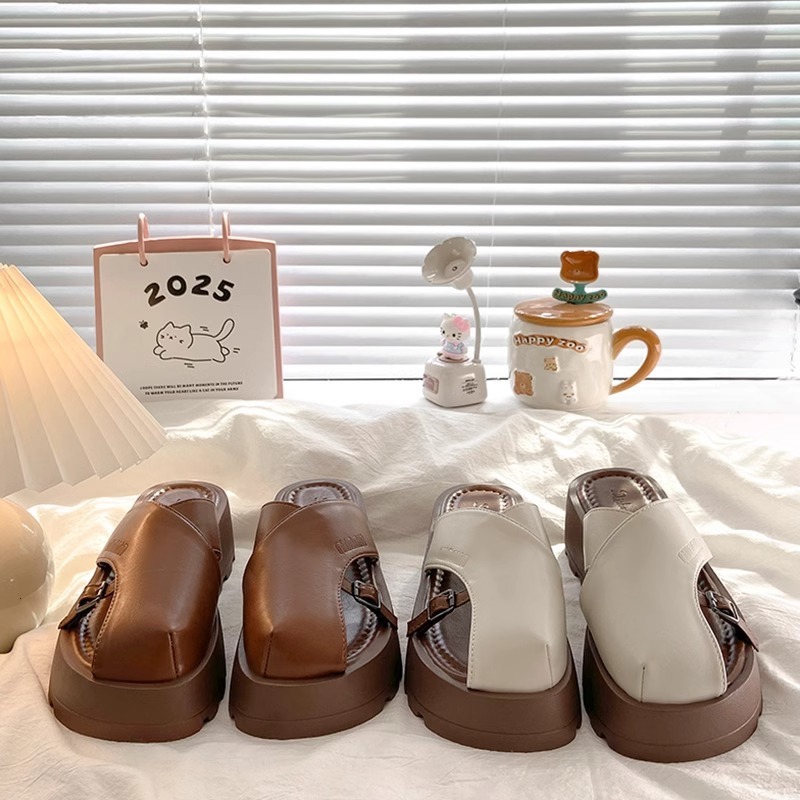 Ddmysports Spring Summer New Fashion Closed Toe Half Slippers For Women Platform Thick Sole Comfortable Versatile Lazy Beach Sandals Outdoor Shoes