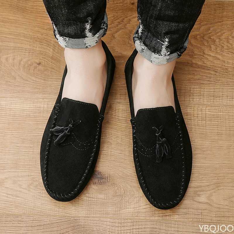 Mens Casual Leather Shoes Soft Sole Driving Lazy Loafers Versatile Trendy Flats Lightweight Male Shoes Zapatos Ladies XJ250614