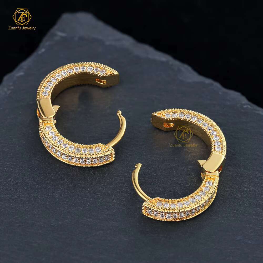 Fine Vintage Jewelry 925 Sterling Silver 18K Gold Plated D VVS Hoop Moissanite Earrings Huggie Earrings for Women Cuff Ear Stud