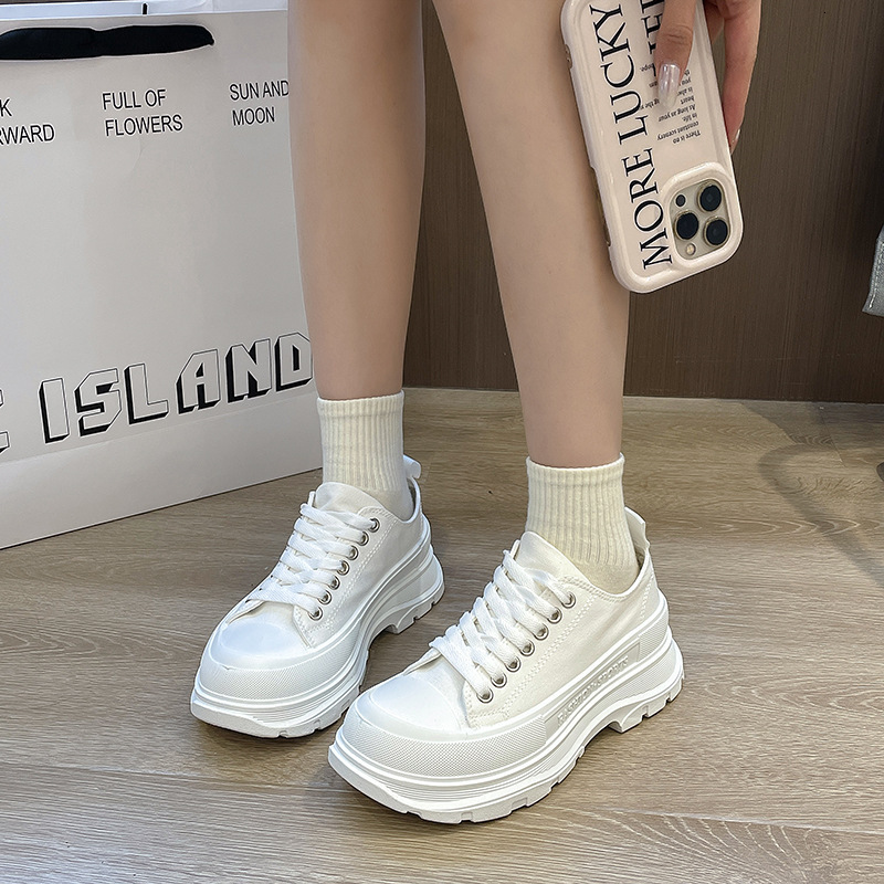 Casual Shoes Spring And Autumn New Canvas Women Fashionable Casual Sneakers For Female Students Low Top Thick Soled Couple Style Men S Shoes Ddmysatur