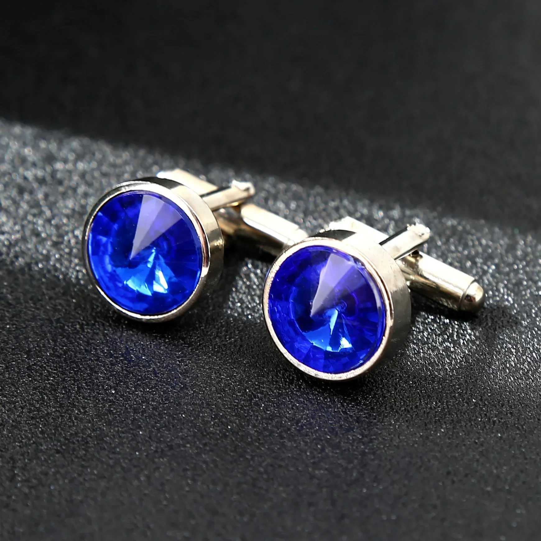 Mens Multicolored Crystal Cufflinks French Shirt Cuff-Buttons Fashion Luxury British Korean Business Banquet Wedding Cuff Links XJ250614