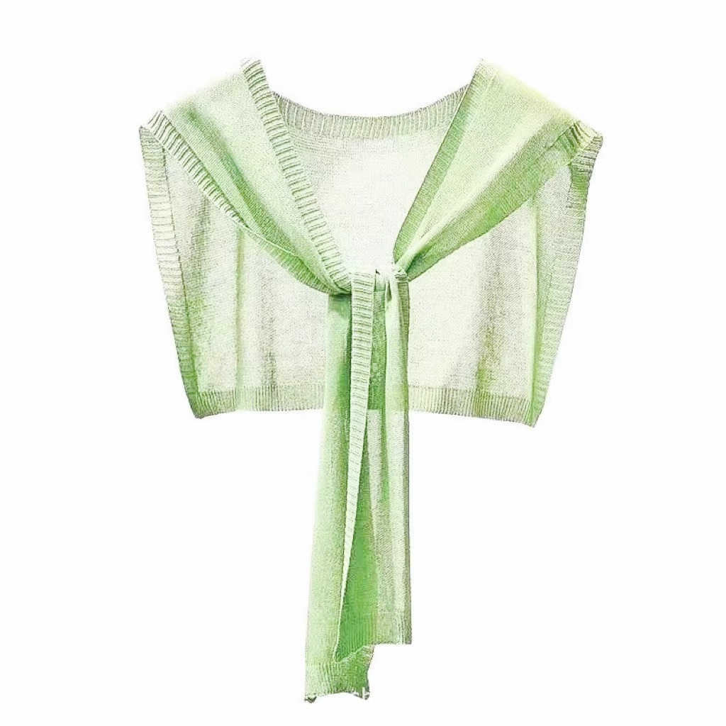 K1012 Summer sun protection collar shoulder small shawl outer wear ice silk knitted versatile knotted scarf female spring and autumn fashion thin