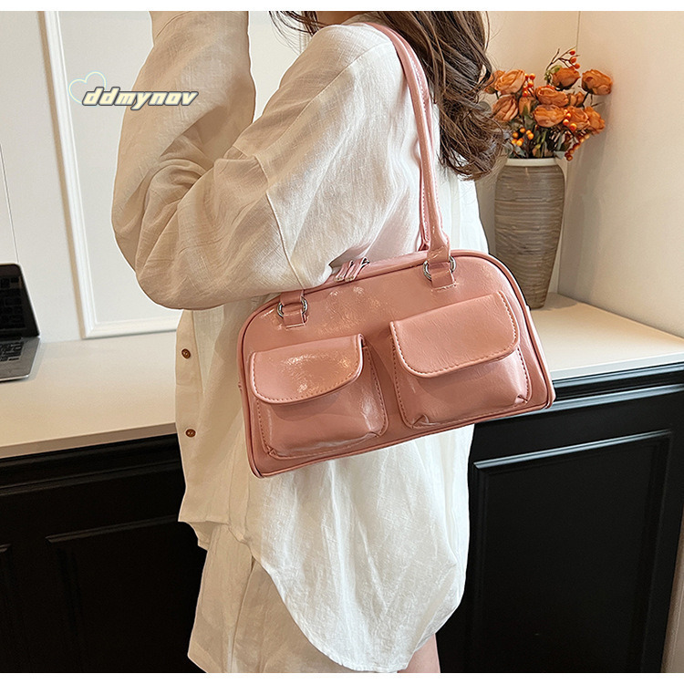 Korean Seo Ye-jung Embroidered Sister Same Style Standoil Bowling Niche Boston Shoulder Handbag Underarm Bag ddmynov