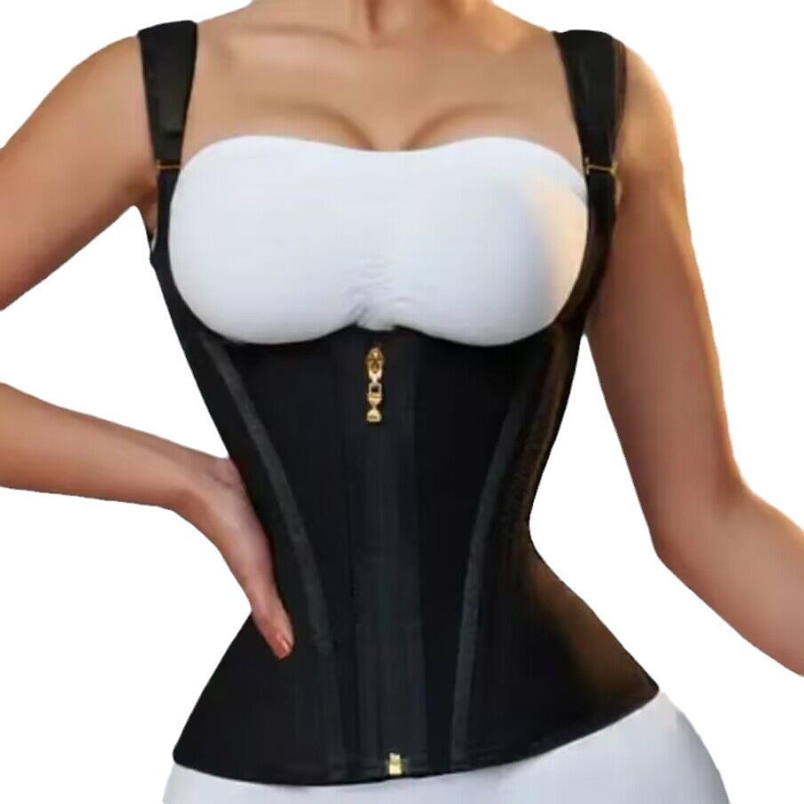 Mesh High Elastic Waist Trainer 15 Bones Posture Corrector Zipper Button Shapewear Vest Style Abdomen Waist Belt 240813