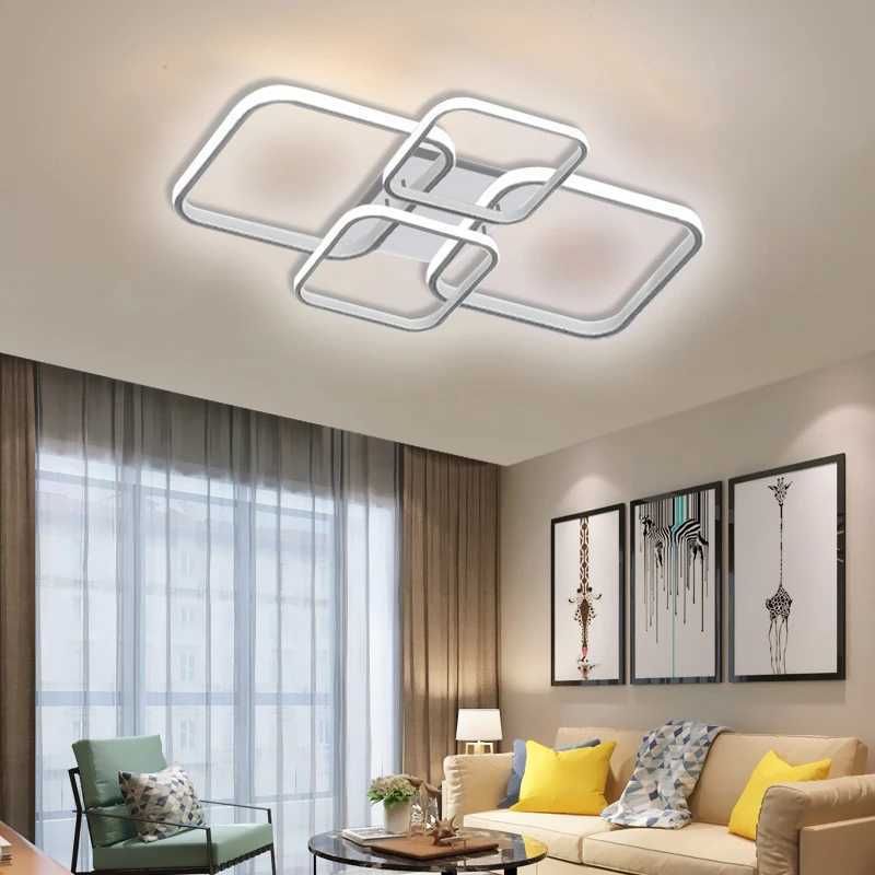 Modern LED Ceiling Lights Square 4 Heads Black And White Decorative Lamps For Bedroom Living Room Study Dining Room Home FixtureXJ2500613