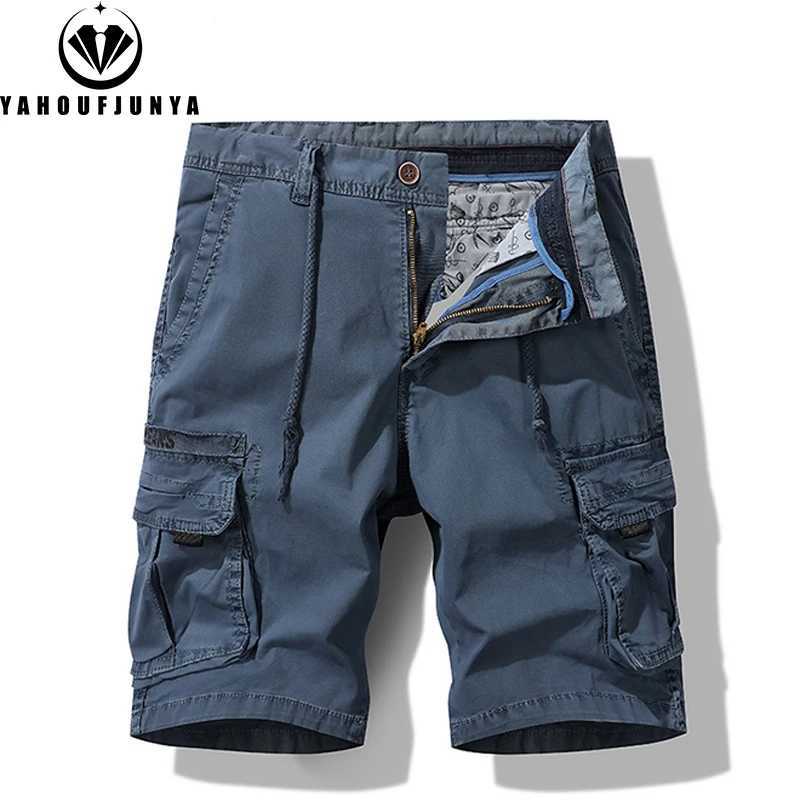 2024 New Men Summer Cargo Straight Solid Color Cotton Shorts Men Outdoor Leisure Joggers Fashion High-Quality Design Short Male W250614