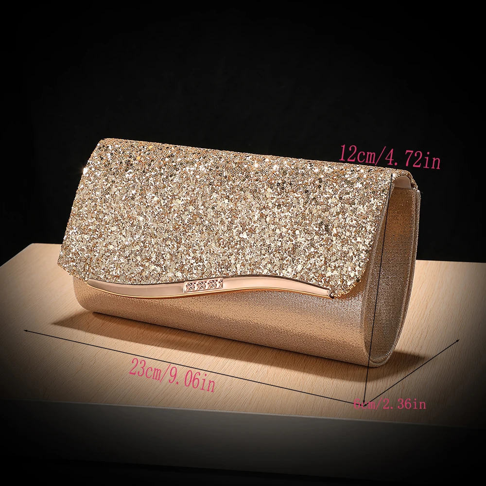 Purple Glitter Clutch Bag with Long Chain Strap Sparkling Evening Purse for Gala Dinner Red Carpet and Luxury Gatherings 250614