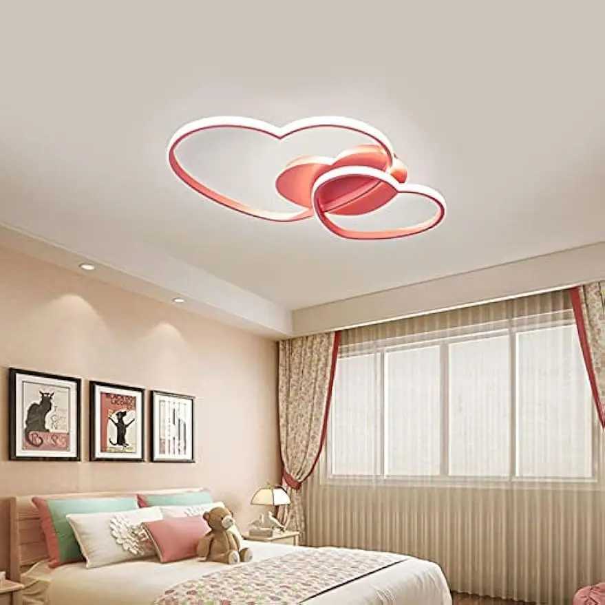 42W Heart-Shaped Flush Mount Ceiling Chandelier Lighting Creative Acrylic 2 Heart Ring Ceiling Lamp Fixture XJ2500613