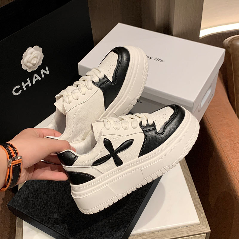 Ddmysports Korean Style Casual Sports Sneakers Women Spring Internet Celebrity Height Increasing Versatile Breathable Thick Sole Bread White Shoes Out