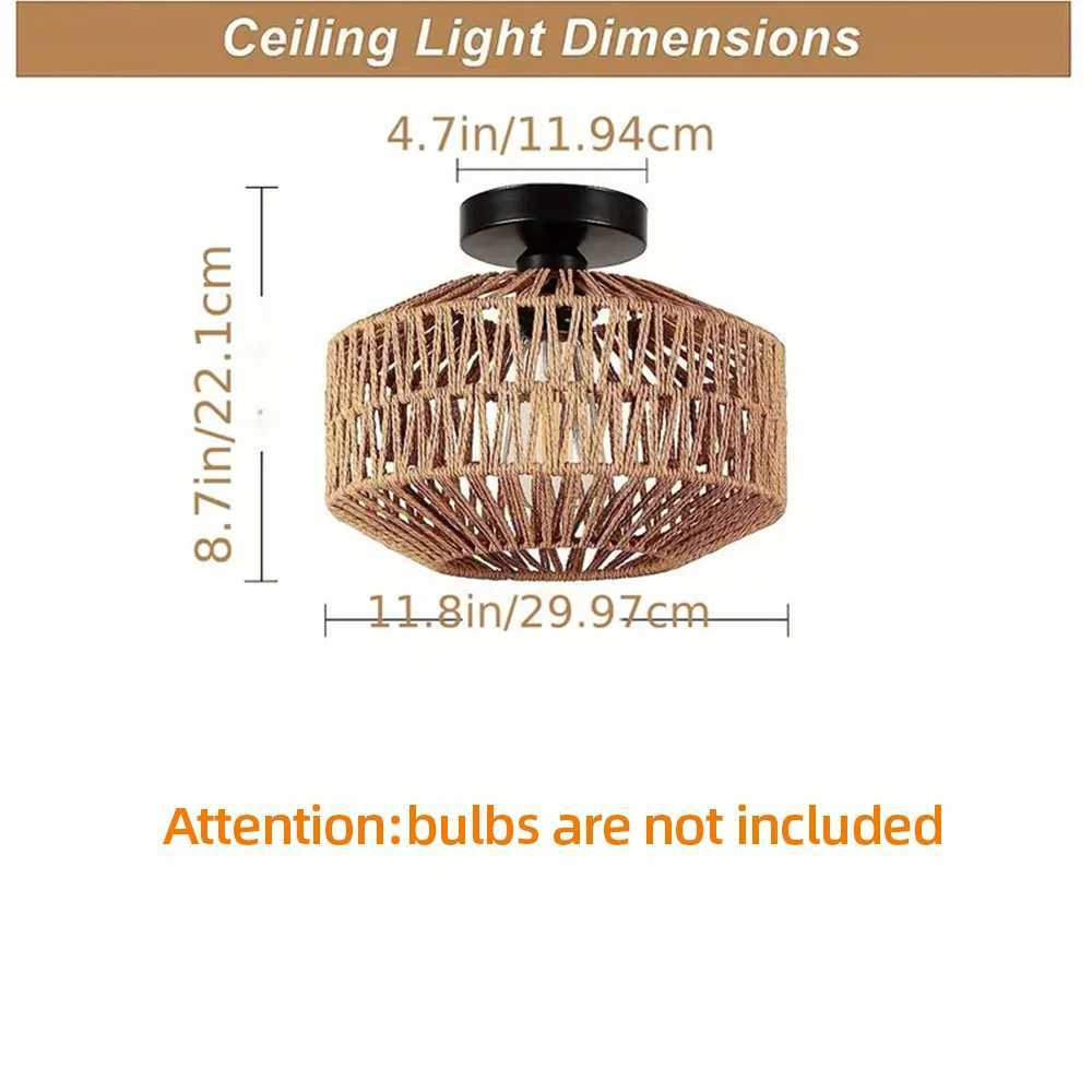 Ceiling Lights Rattan Chandelier Light Fixture Hand Woven Fixture Flush Mount For Hallway Bedroom Kitchen Entrance Living Room XJ2500613