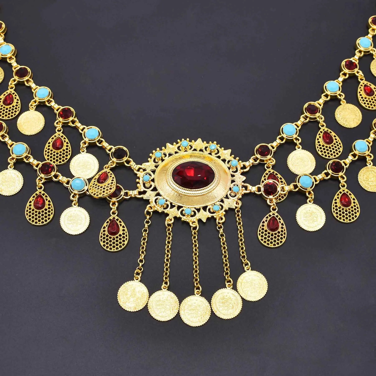 Coin Tassel Wome Body Chains Golden Rhinestones Bohemian Ethnic Charms Waist Jewelry Women Dress Accessories 250610