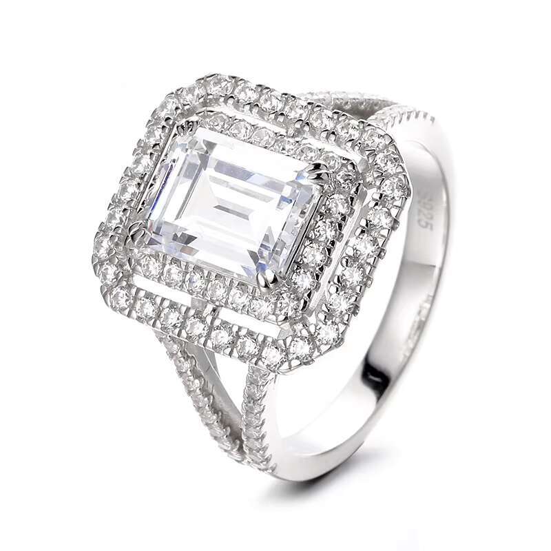 New GRA Fine Jewelry Design Rhodium Plated 925 Silver VVS Moissanite Diamond Engagement Cluster Ring for Women Men