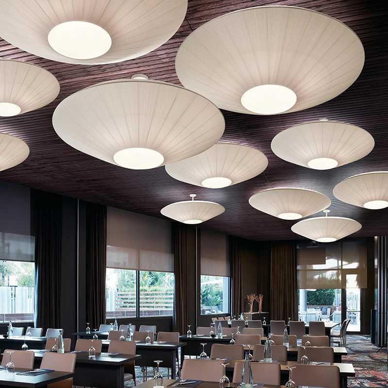 Siam ceiling light simple round white fabric planted lamp foyer creative flying saucer light restaurants hotel lobby lightingXJ2500613
