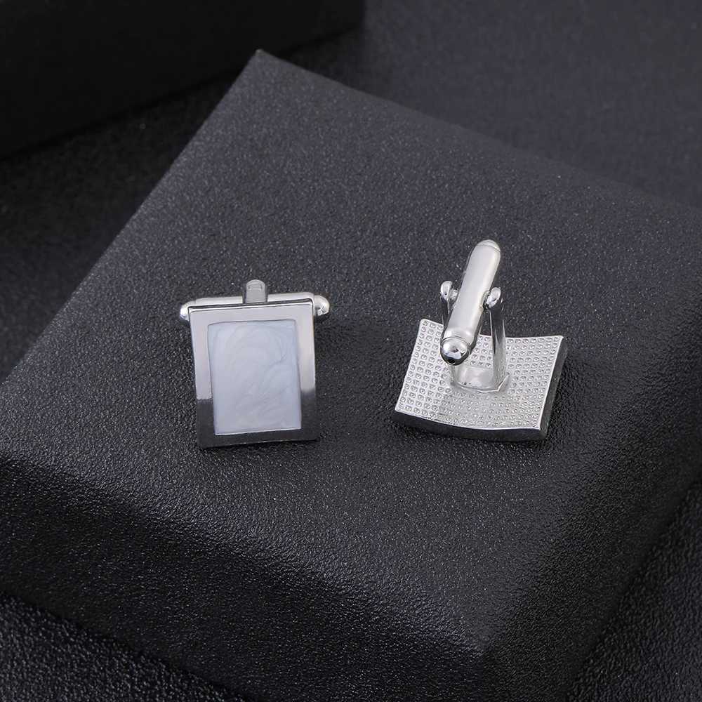 Curved Square Cufflinks Blue White Enamel Marbling Pattern Cuff Links For Business Groomsman Shirt Button XJ250614
