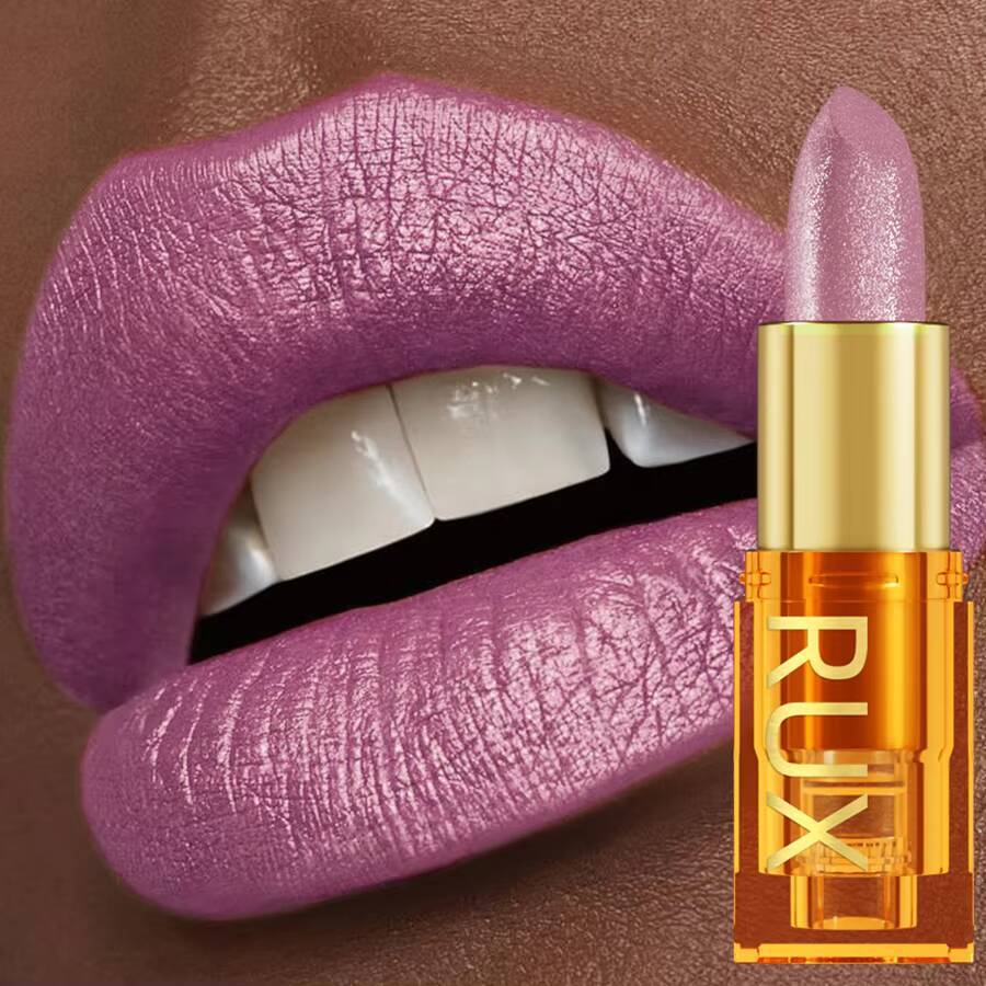 16 colors Bold& Intense Glitter Shiny Metallic Lipstick Pearlescent Tint, Long lasting Lip Makeup Gifts for Women Cosmetics happy