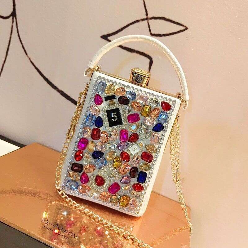 High-Quality Clip New Style Diamond-Studded Women's Shoulder Versatile Cute Fashionable Exquisite Lady Small Bag