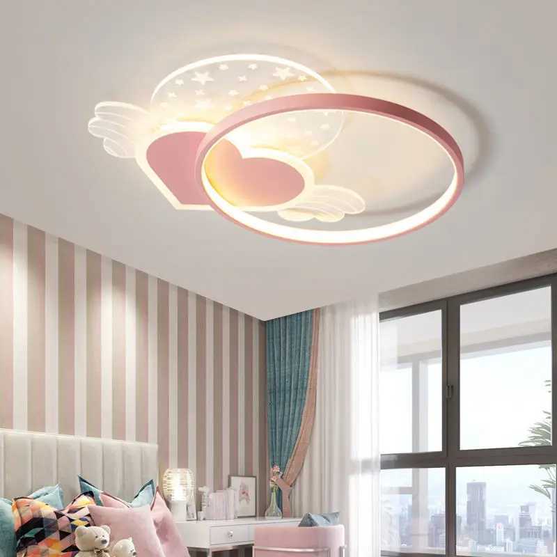 Warm Romantic Childrens Room Ceiling Lamps LED Heart Shaped Lamp Pink Crown Light Princess Room Girl Boy Bedroom Ceiling LightsXJ2500613
