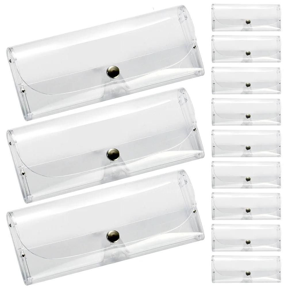 12 Pcs Hard Shell Eyeglass Case Slim Glasses Storage Box Clear Protective Travel Bag For Glasses Case Women Accessories Long 250610