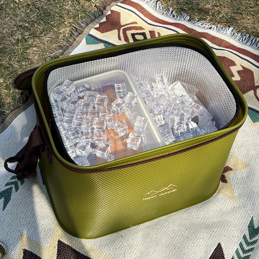 Family Thermal Cooler Tote, Glamping Cooler Bag, Heavy-duty, Lightweight, Foldable, 18-20L Ice Retention for Picnic, Tailgating (Military Olive)