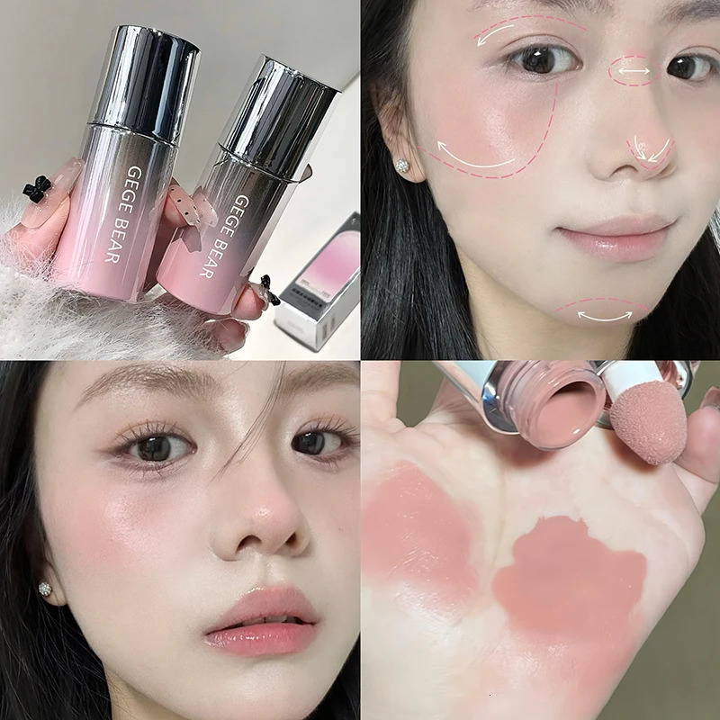Low Saturation Matte Liquid Blush Stick with Sponge Tip Pink Cheek Cream Natural Nude Apricot Orange Blusher Rouge 250614