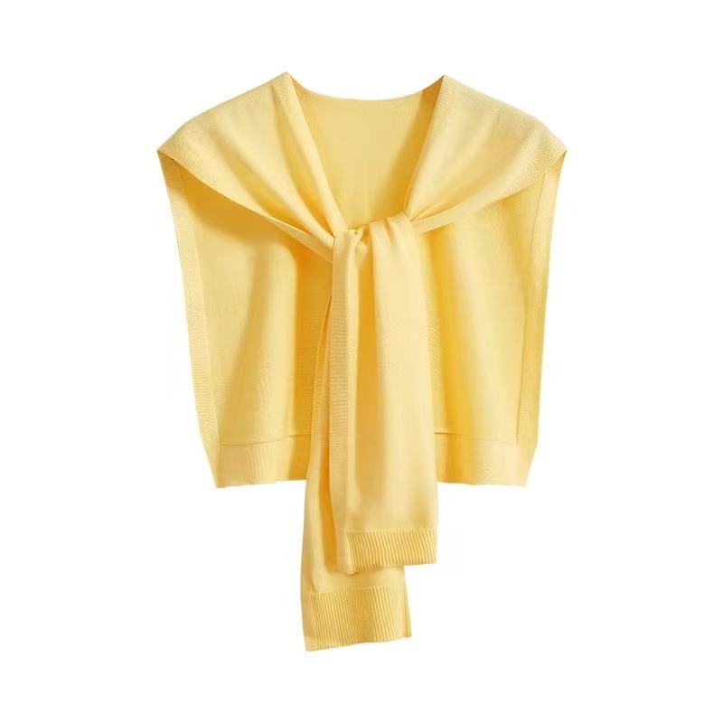 K1017 2025 Summer Office Internet Celebrity Multifunctional All-match Thin Outerwear Air-conditioned Room Knitted Shawl Solid Color Small Waistcoat