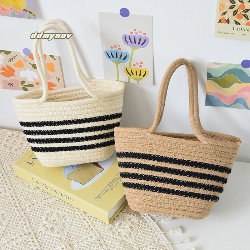 New Striped Handbag for Women, Woven Casual Versatile Underarm Crossbody Small Phone Bag, Tote Bag ddmynov