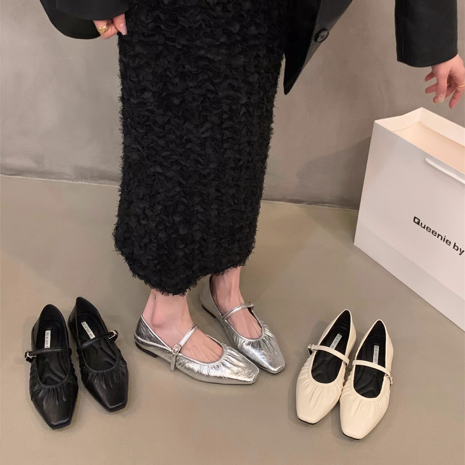 Ddmyoutdoor French Style Flat Silver Mary Jane For Women Autumn New Spring Dress Gentle Evening Shoes Outdoor Shoes